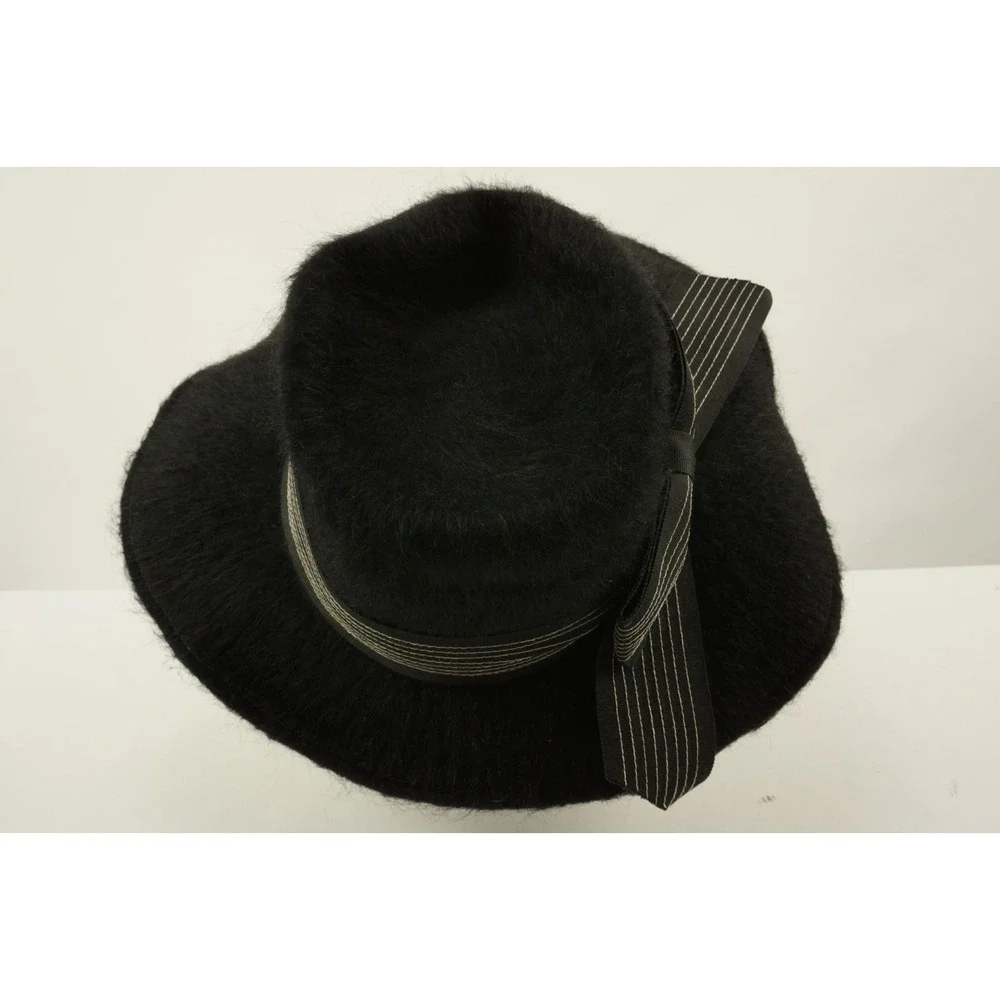Vintage 1940s-50s Mahara Mohair Wool Bow Fedora Hat Black Union‎ Made in USA 6